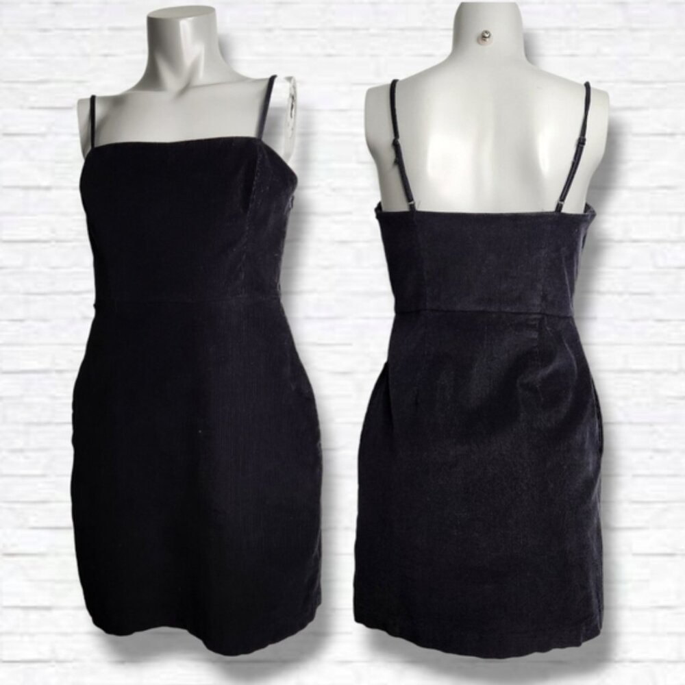 Aritzia Wilfred Isabella Black Corduroy Mini Dress Size 4